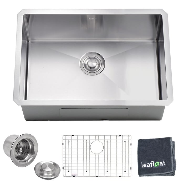 Undermount 23x18x10 18 Gauge T304 Stainless Steel VADANIA 23-inch Kitchen Sink Single Bowl cUPC listed with Strainer & Bottom Grid Satin Finish