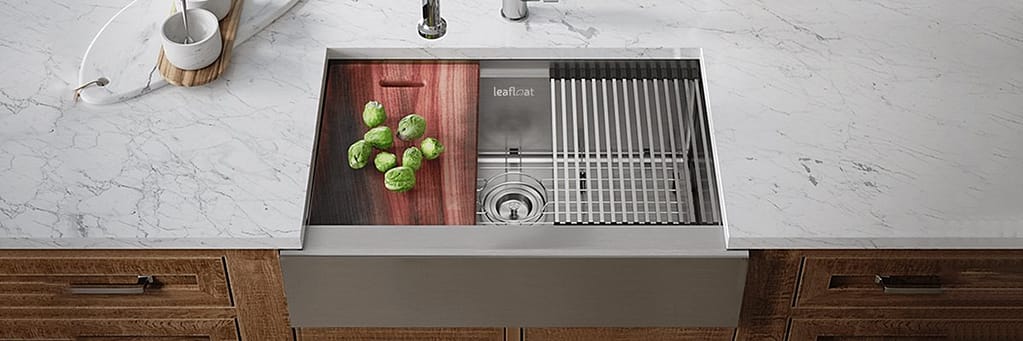 With Leafloat workstation sink, you can pre and serve on top of your sink. 